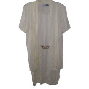 Vintage Stacy Tyler Ivory Cream Jacquard Mock Jacket Dress